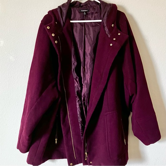 torrid Jackets & Blazers - Torrid Maroon Red Thick Preppy Casual Modern Hooded Zip Up Jacket 6X